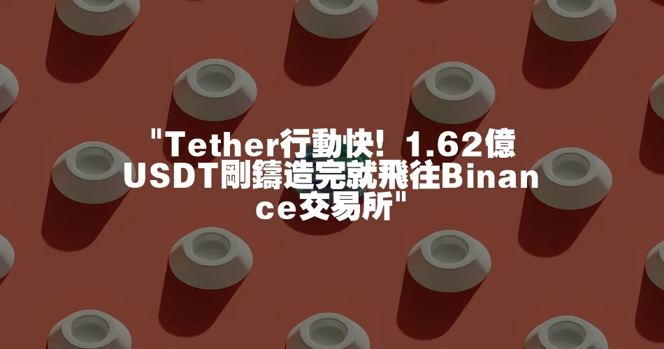  Tether行動快！1.62億USDT剛鑄造完就飛往Binance交易所 