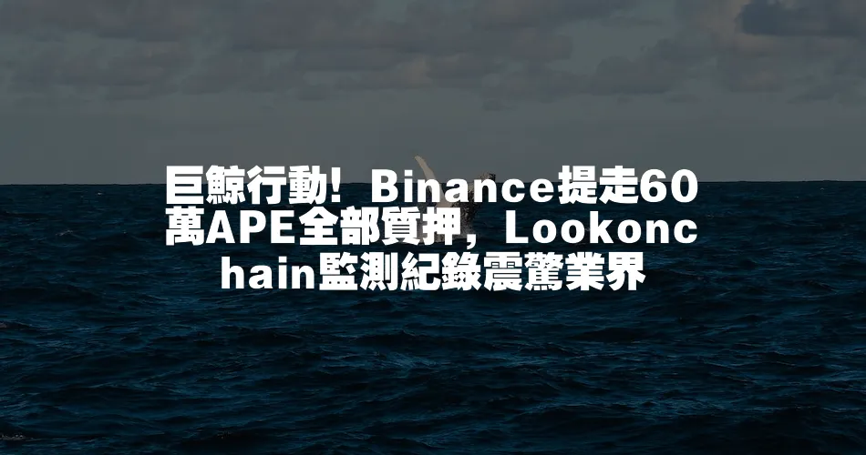 巨鯨行動！Binance提走60萬APE全部質押，Lookonchain監測紀錄震驚業界