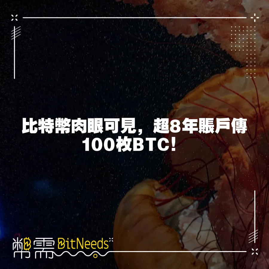 比特幣肉眼可見，超8年賬戶傳100枚BTC！