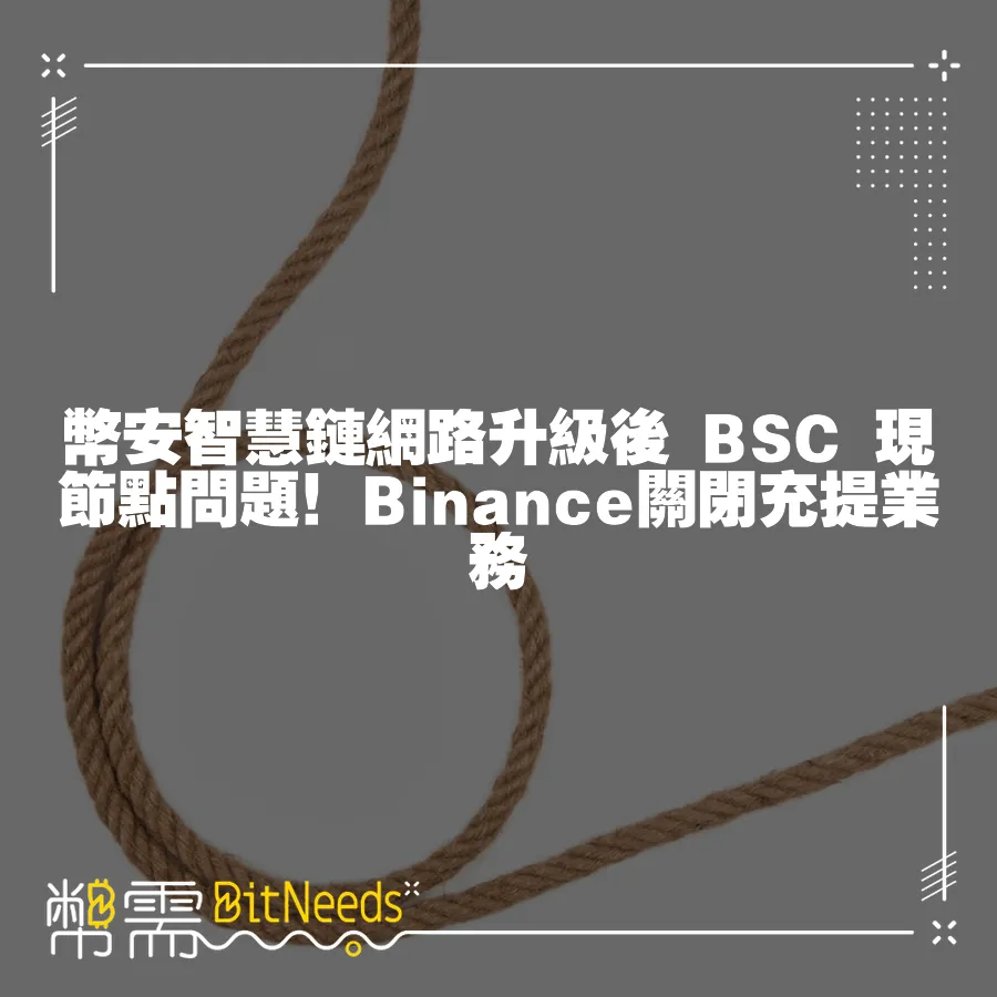 幣安智慧鏈網路升級後 BSC 現節點問題！Binance關閉充提業務