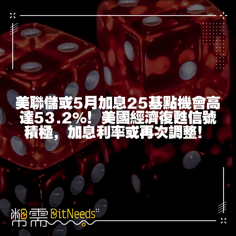 美聯儲或5月加息25基點機會高達53.2%！美國經濟復甦訊號積極，加息利率或再次調整！