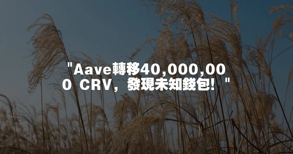 Aave轉移40,000,000 CRV，發現未知錢包！