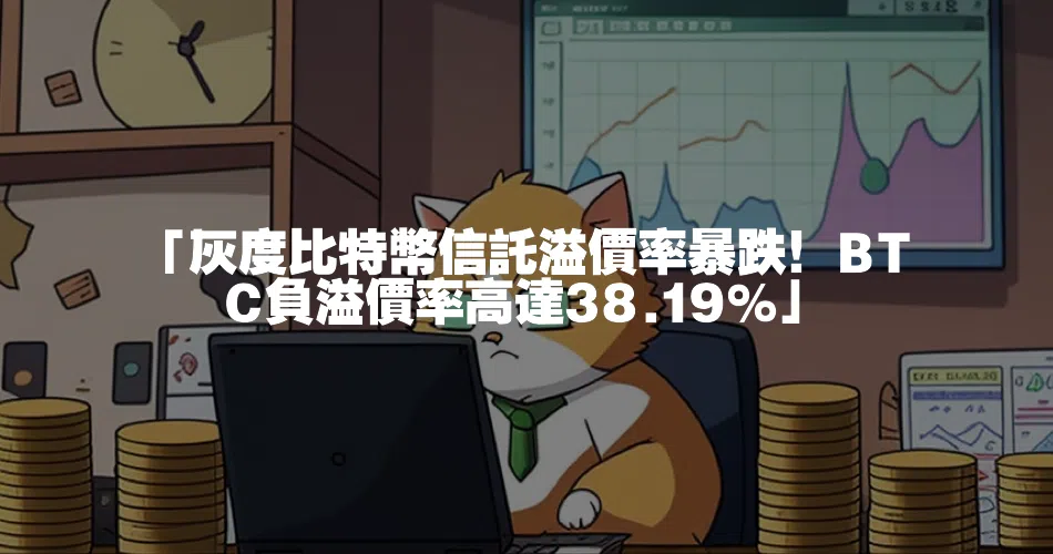 「灰度比特幣信託溢價率暴跌！BTC負溢價率高達38.19%」