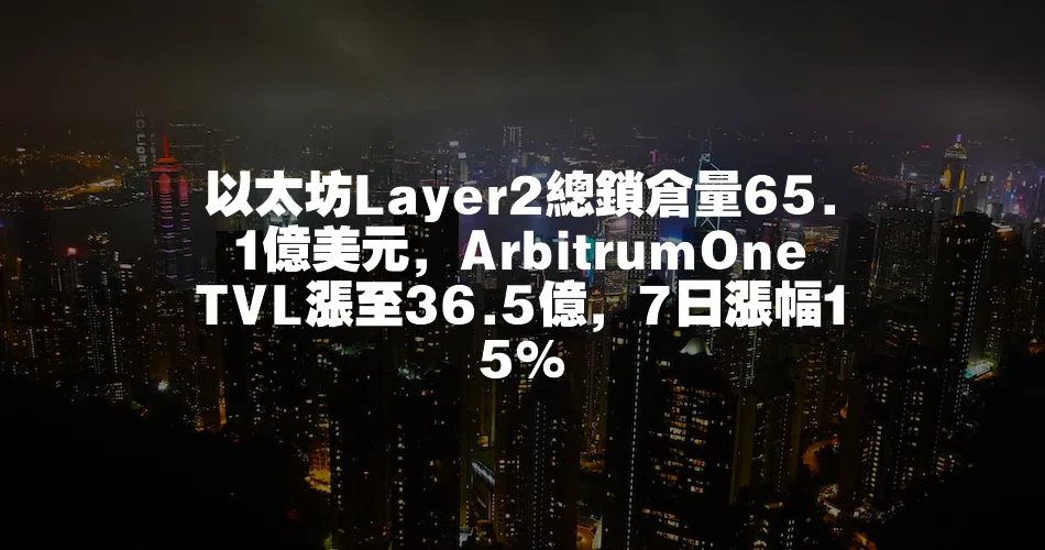 以太坊Layer2總鎖倉量65.1億美元，ArbitrumOne TVL漲至36.5億，7日漲幅15%