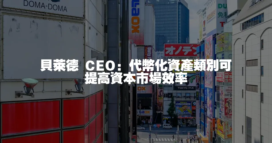 貝萊德 CEO：代幣化資產類別可提高資本市場效率