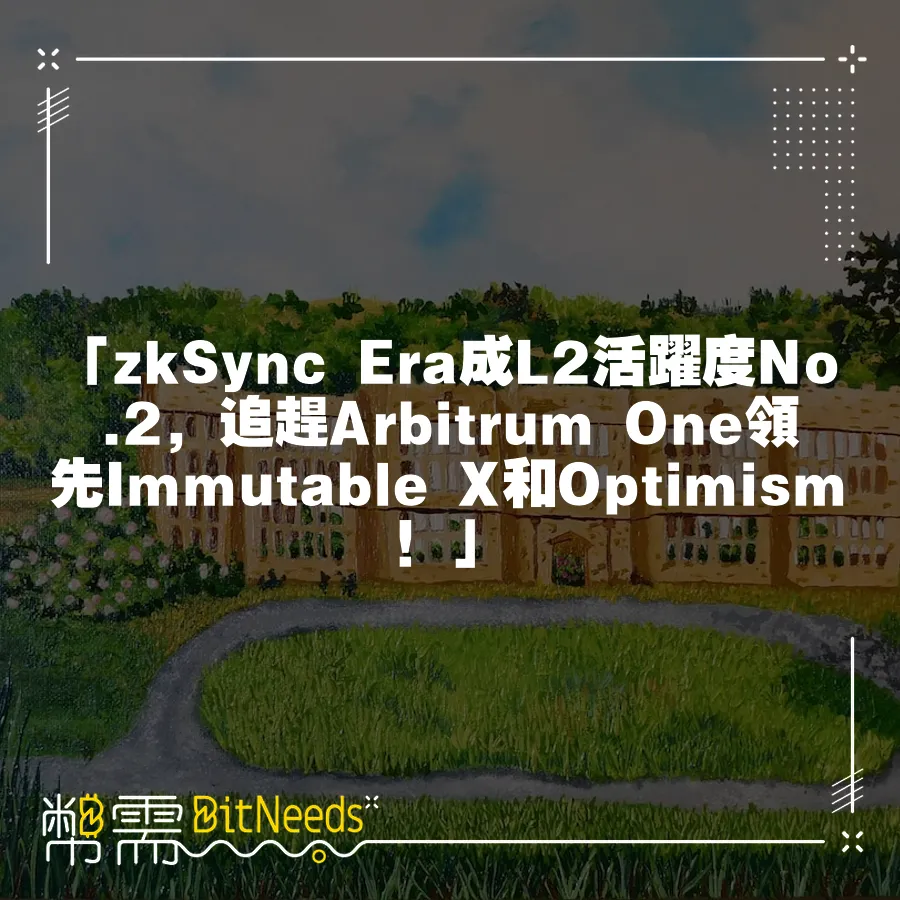 「zkSync Era成L2活躍度No.2，追趕Arbitrum One領先Immutable X和Optimism！