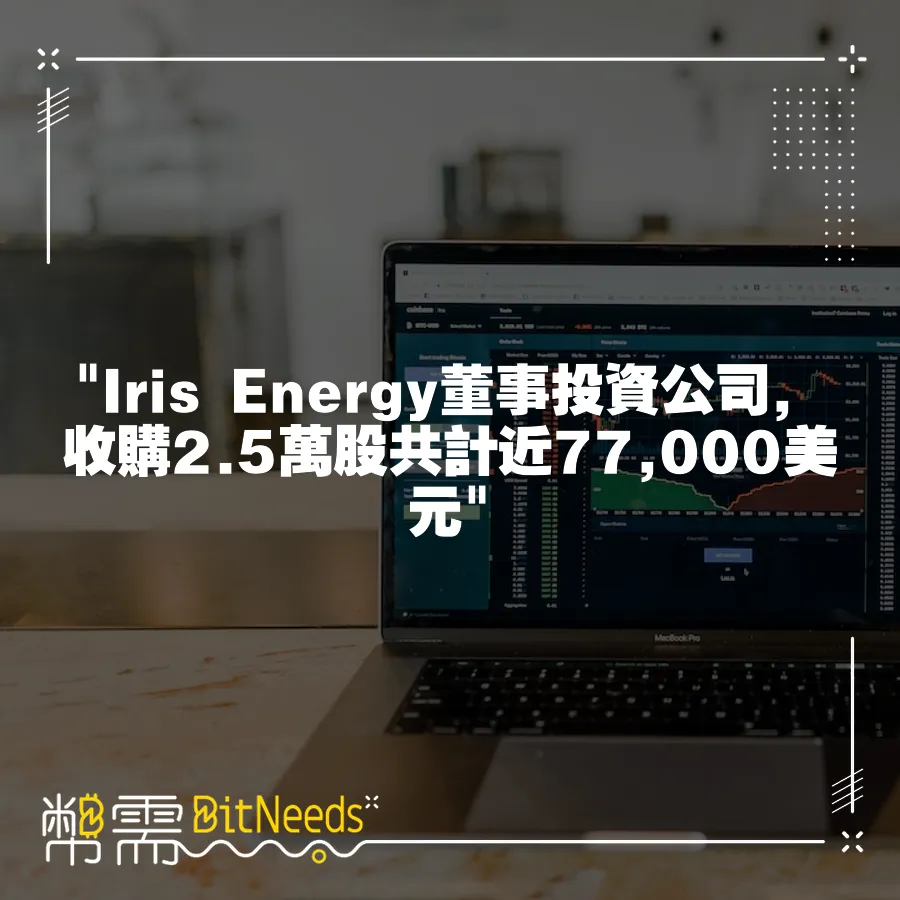  Iris Energy董事投資公司，收購2.5萬股共計近77,000美元 