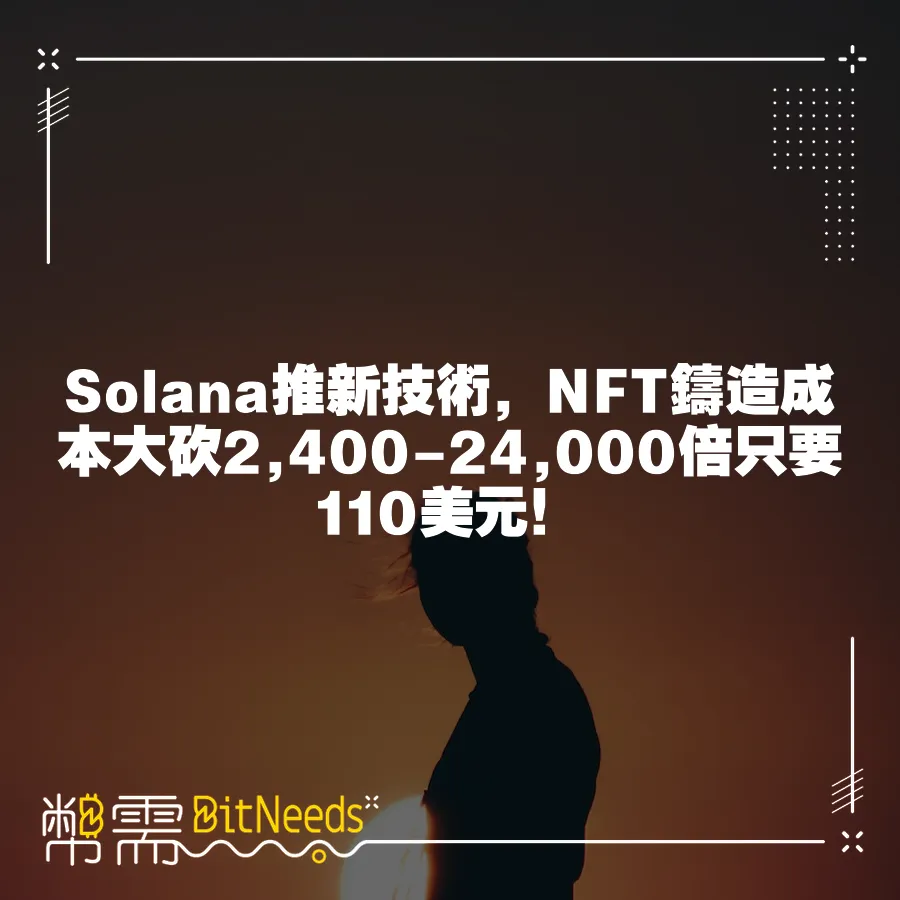 Solana推新技術，NFT鑄造成本大砍2,400-24,000倍只要110美元！