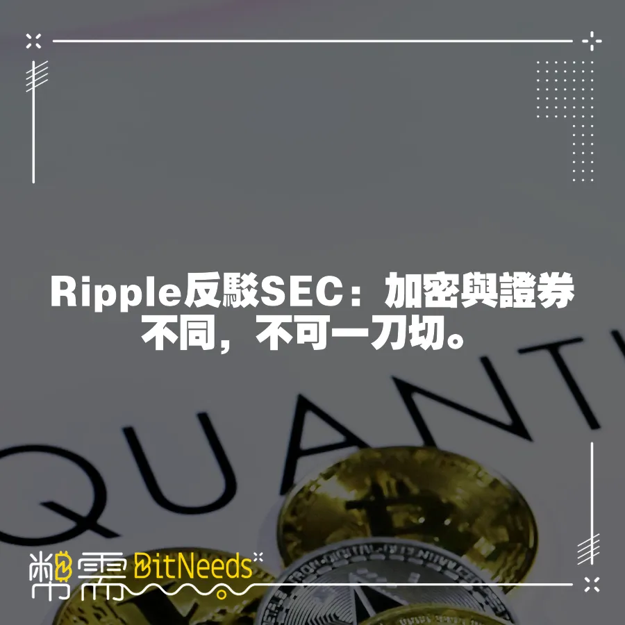 Ripple反駁SEC：加密與證券不同，不可一刀切。